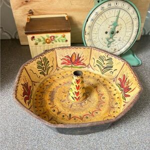 Vintage Folk Art Hand-Painted Cake Mold